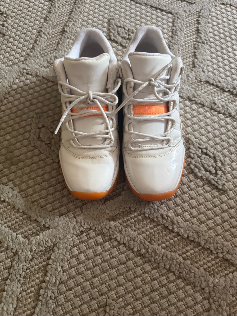 Jordan Kids White and Orange Low-Top Sneakers